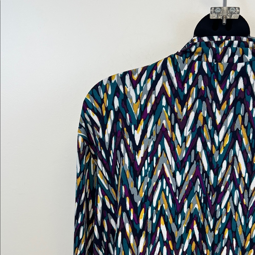 Susan Graver Chic Colorful Abstract Long Sleeve Top Purple Teal Yellow XL - Picture 11 of 13